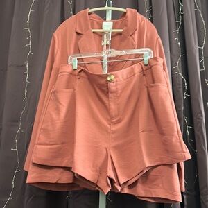 Coral Blazer & Plated Short Set